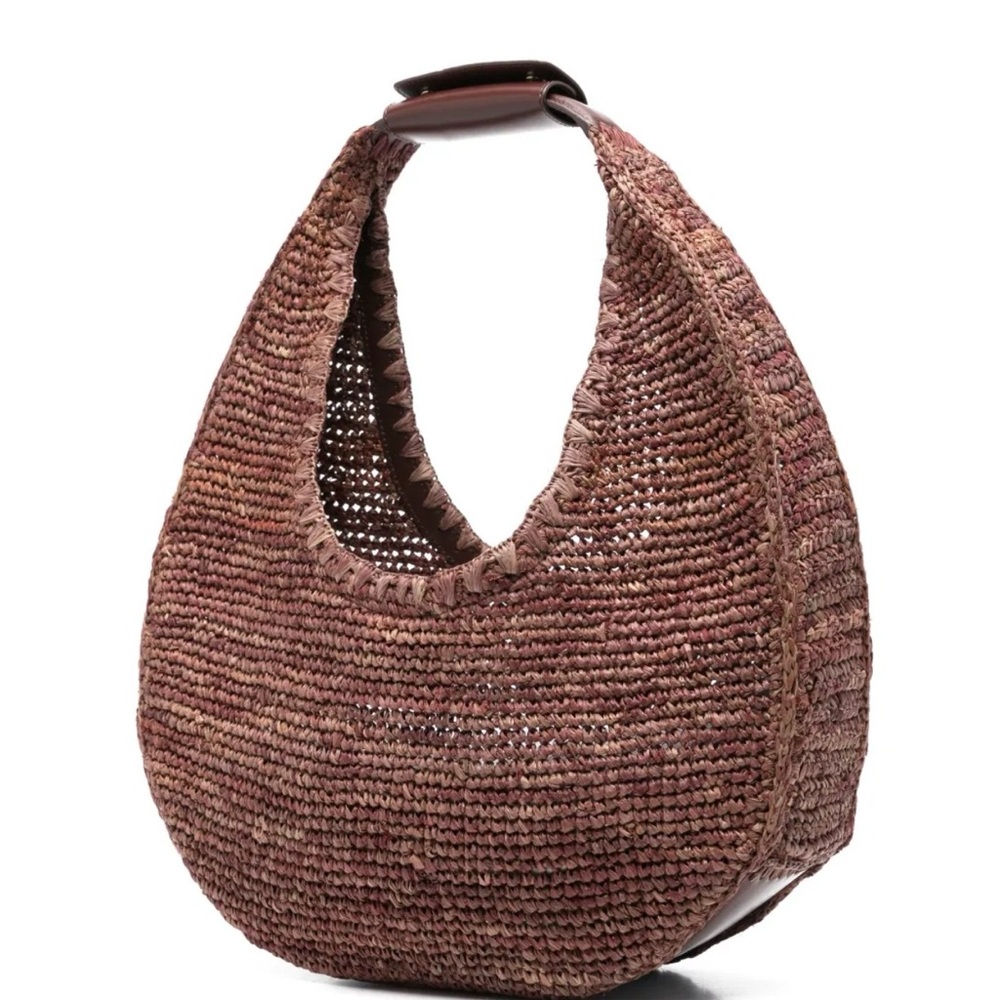 STAUD Large Mahogany Brown Raffia Shoulder Bag NWT - Picture 4 of 11
